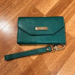 Cole Haan Green Shimmer Leather Wallet Cell Holder